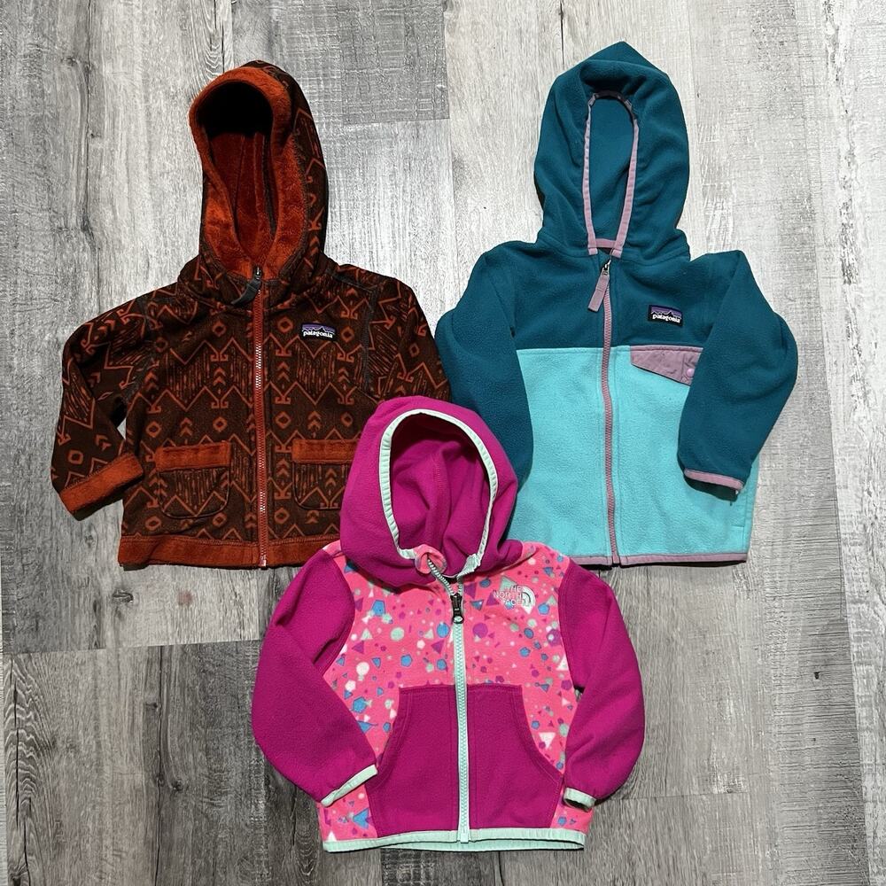 Patagonia Toddler Fleece Jacket Bundle 6M-12/18M The North Face Lot x3